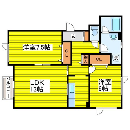 苗穂駅 徒歩12分 2階の物件間取画像